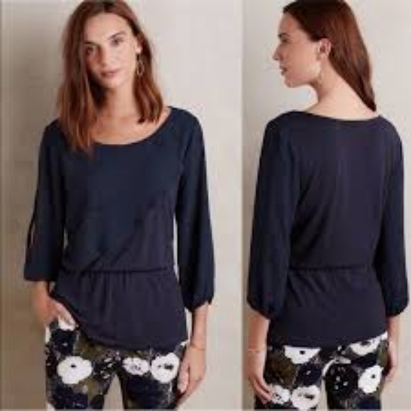 Anthropologie Tops - Anthropologie Deletta Alee Ruffle Split Sleeve Top